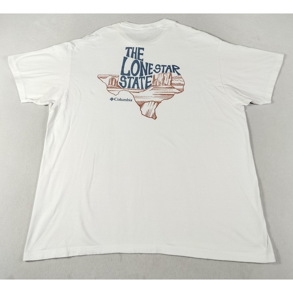 Columbia Shirt Mens 2XL White Lone Star State Texas‎ Graphic Tee Short Sleeve